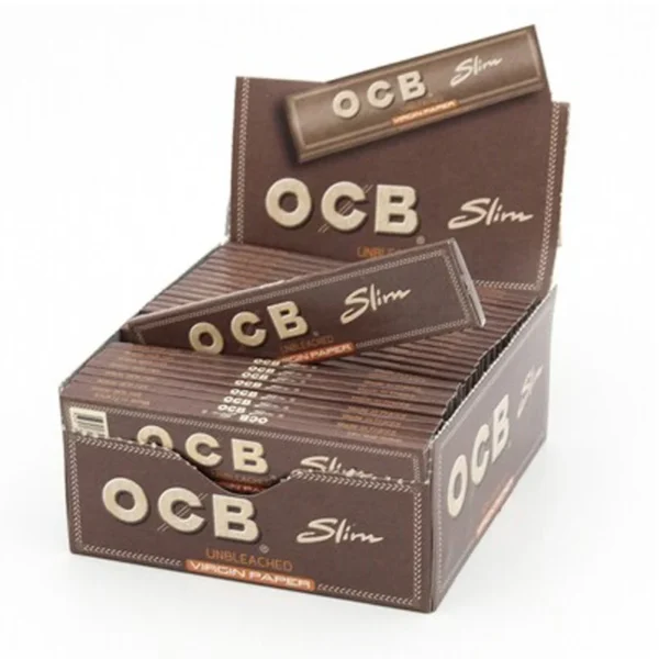 OCB Roliing paper Brown Virgin Slim King Size Rolling Paper One Box (50 BOOKLETS (1600 Leaves)